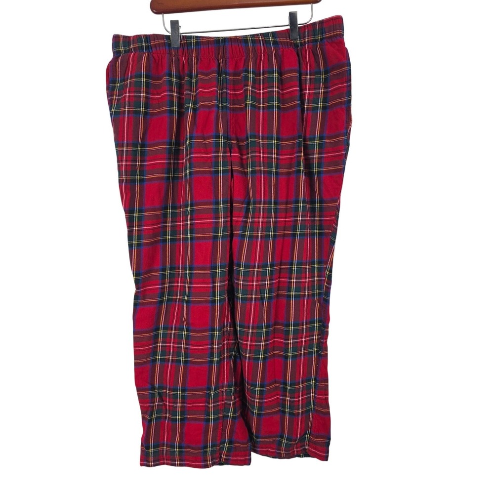 Lands End Pajama Pants XL Petite Womens Red Christmas Holiday Cotton Plaid